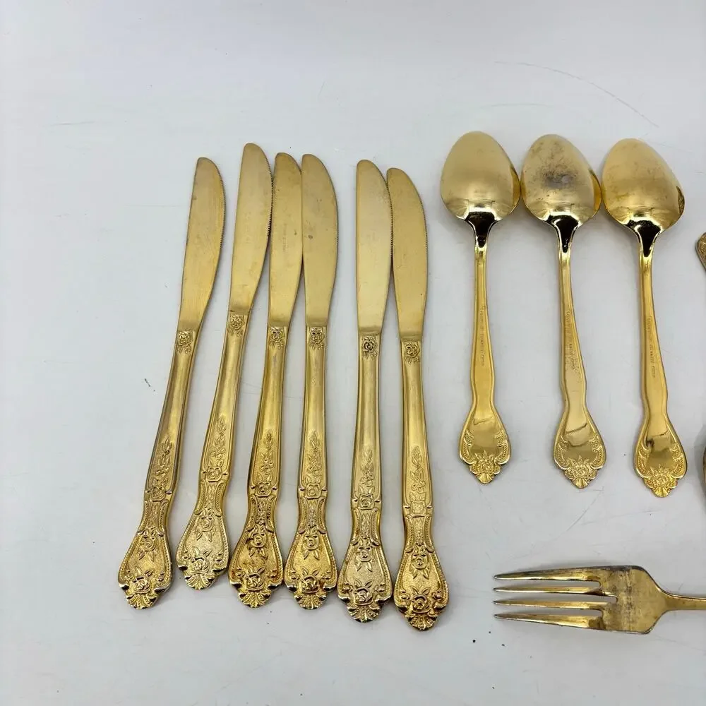 Rogers Stainless Steel Gold Tone Flatware Repurpose DIY Crafting
